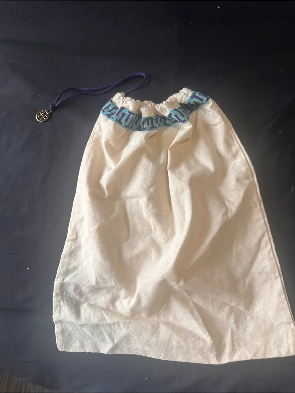 Tory Burch branded white canvas dust bag